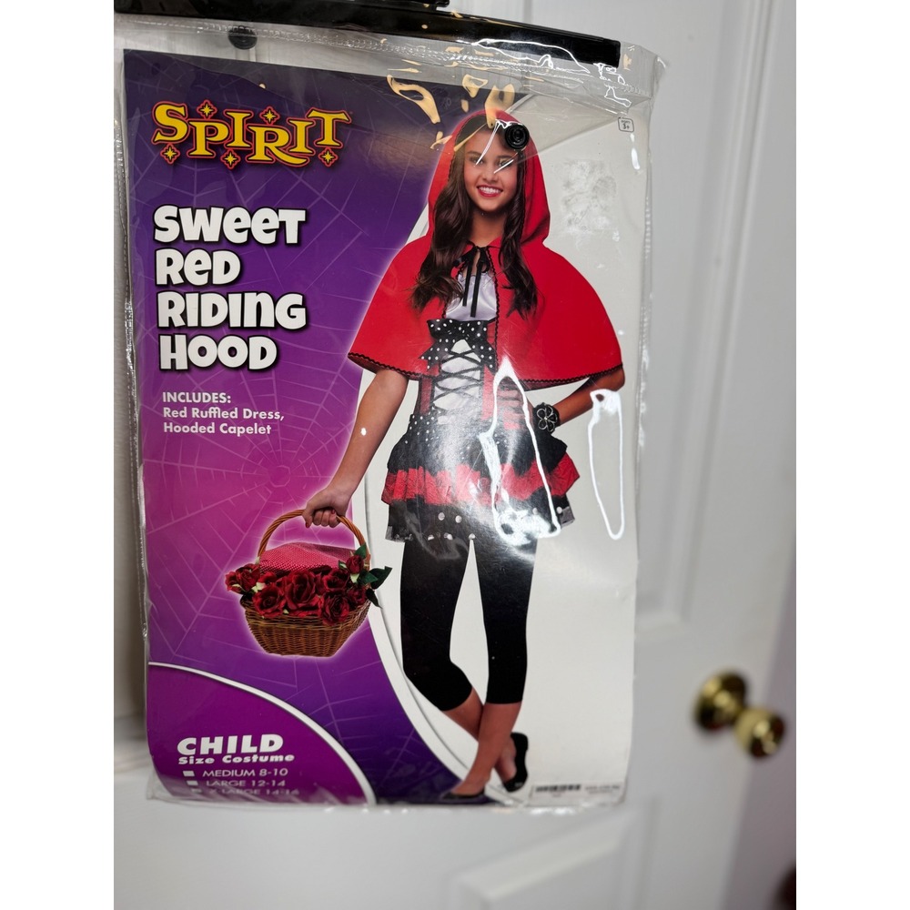 Spirit Costume Sweet Red Riding Hood Ruffled Polka Dot Fairytale XL 14-16